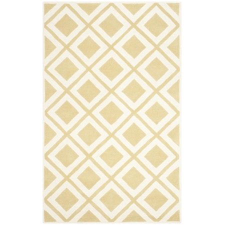 SAFAVIEH Chatham Hand Tufted Rectangle Rug- Gold - Ivory- 2 x 3 ft. CHT759L-2